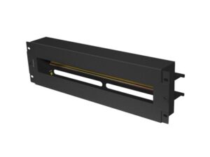 Panou distribuție tensiune 19" 3U cu șină DIN TS-35, negru - AK-VDP103-B