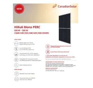 Panou Solar Fotovoltaic Monocristalin HiKu6 Mono PERC CS6W-550MS