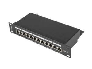 Patch panel 12 porturi 1U 10" Cat.6 FTP cu organizator cabluri - PPF6-9012-B