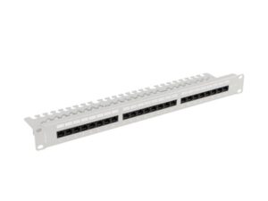 Patch panel 24 porturi 1U 19" Cat.5e UTP cu organizator cabluri, gri - PPU5-1124-S