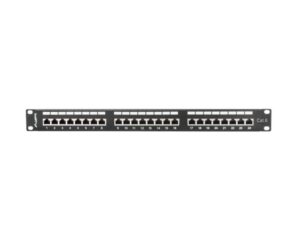 Patch panel 24 porturi 1U 19" Cat.6 FTP cu organizator cabluri - PPS6-1024-B