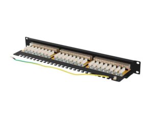 Patch panel 24 porturi 1U 19" Cat.6A FTP cu organizator cabluri - PPSA-1024-B