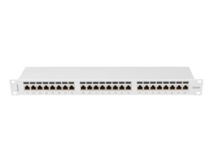 Patch panel 24 porturi 1U 19" Cat.6A FTP cu organizator cabluri - PPSA-1024-S