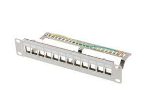 Patch panel gol 12 porturi 1U 10" FTP pentru module Keystone, gri V2 - PPKS-9212-S