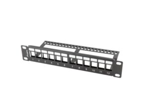Patch panel gol 12 porturi 1U cu organizator pentru module Keystone - PPKS-9112-B