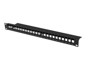 Patch panel gol 24 porturi 1U pentru module Keystone, negru - PPKS-1024-B