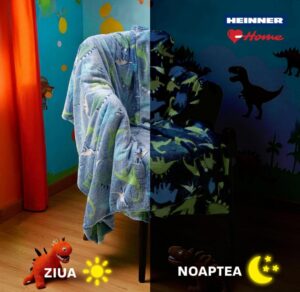 Patura model fosforescent, Dino, 160x200 - HR-BLKGLOW160-DINO