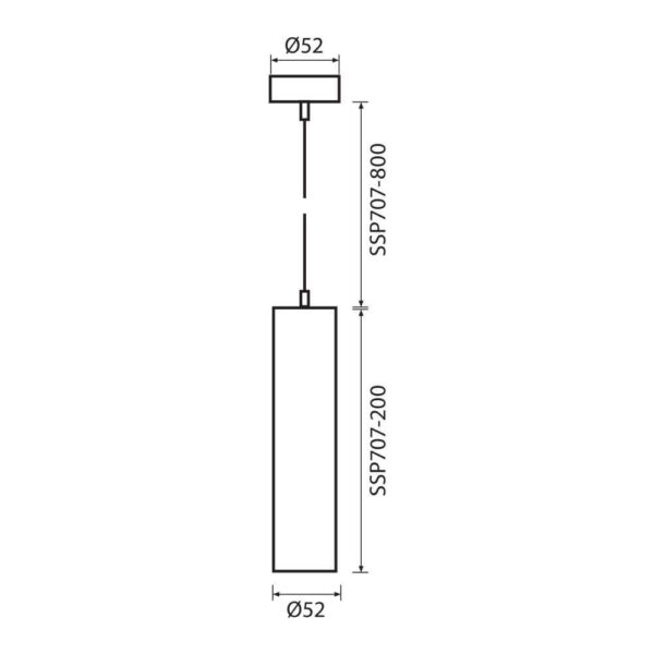 Pendul Vivalux BLACK LUX, GU10, max. 35W, IP20, Ø52x200mm - VIV004390