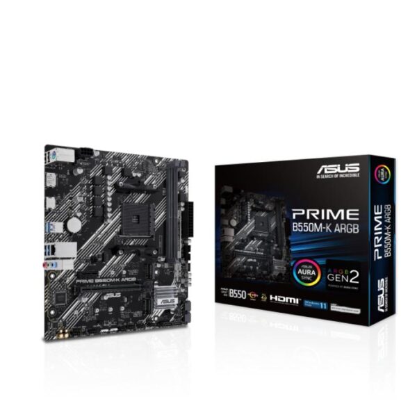 Placa de Baza ASUS PRIME B550M-K ARGB AM4, 2x DDR4, 1x DP 1x HDMI