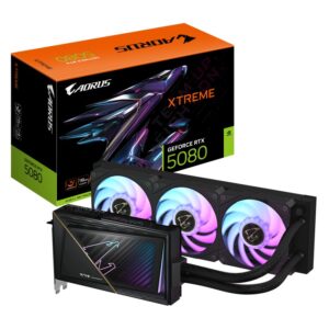 Placa Video GIGABYTE AORUS GEFORCE RTX 5080 XTREME WATERFORCE - GV-N5080AORUSX W-16GD