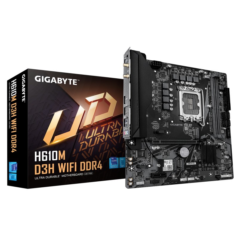 Placa de Baza GIGABYTE H610M D3H DDR4 LGA1700, 2x DDR4 - H610M D3H WIFI DDR4 Placa de Baza GIGABYTE H610M D3H DDR4 LGA1700, 2x DDR4 - H610M D3H WIFI DDR4
