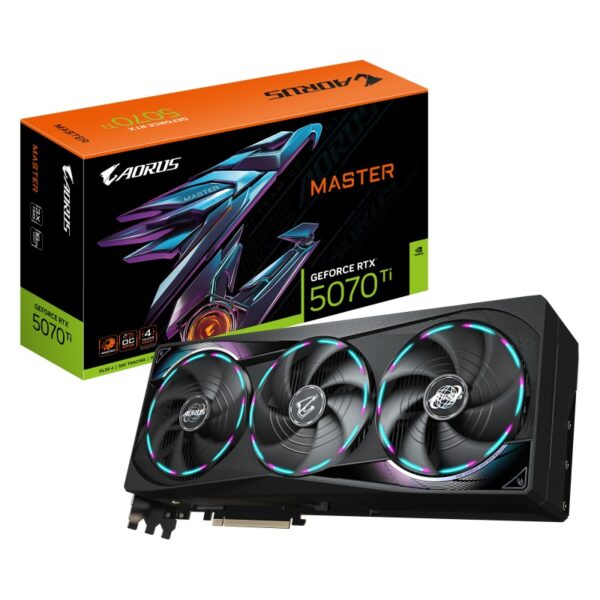 Placa Video GIGABYTE AORUS GEFORCE RTX 5070 TI MASTER - GV-N507TAORUS M-16GD
