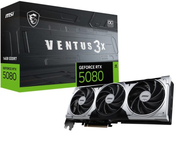 Placa Video MSI GEFORCE RTX 5080 VENTUS 3X OC PLUS 16GB GDDR7 256 bit