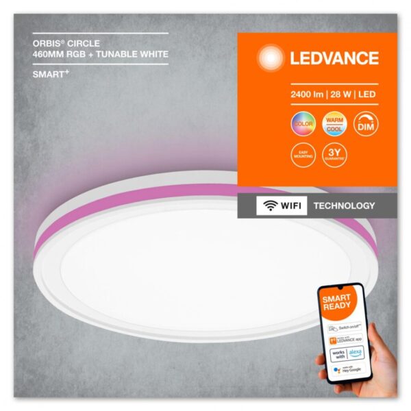 Plafoniera LED RGB inteligenta Ledvance SMART+ Wifi Orbis Circle 460 - 000004058075573871