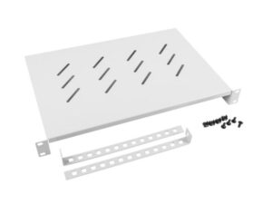 Poliță fixă 19" 1U / 483x300 mm, max. 25 kg, gri - AK-1004-S