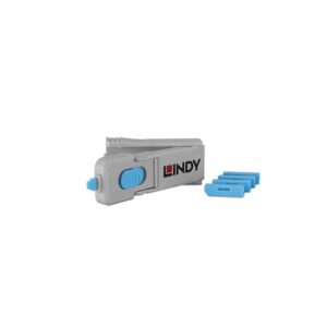 Port blocker Lindy 4 x Display Port, material ABS, albastru - LY-40324