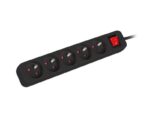 Prelungitor 1.5m, 5 prize, cu intrerupator, cablu din cupru - PS1-05E-0150-BK
