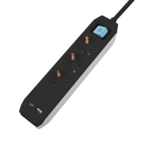 PRELUNGITOR SPACER, Schuko x 3, conectare prin Schuko™ - PP-3-18B-TC-USB