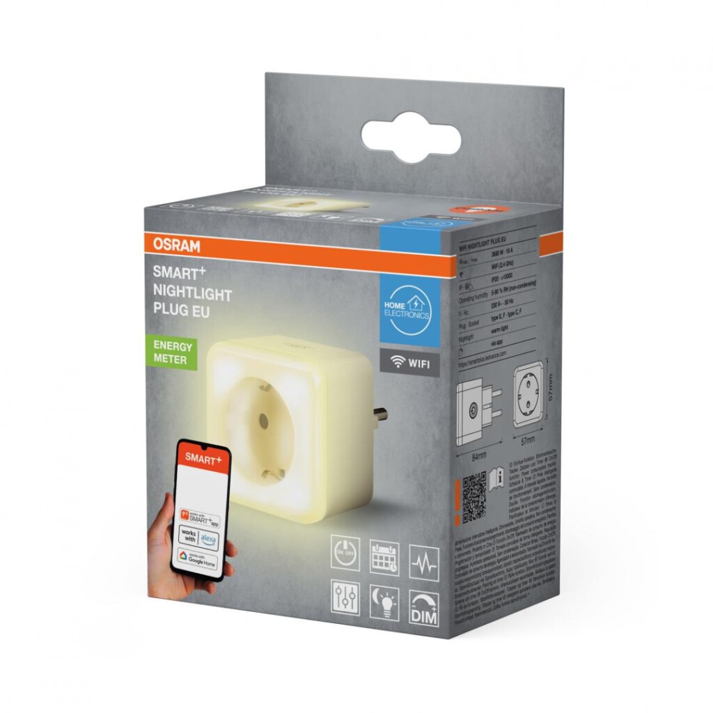 Priza inteligenta Osram Smart+ Wi-Fi, cu lumina de noapte - 000004099854418211 Priza inteligenta Osram Smart+ Wi-Fi, cu lumina de noapte - 000004099854418211