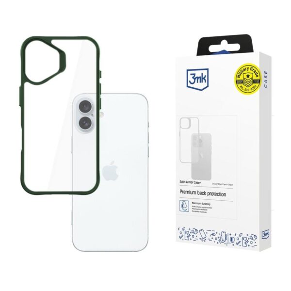 Protective cover 3mk Satin Armor Case+ for iPhone 16 Plus, Green - PHA-5903108597814