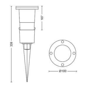 PULED spike black 1x5W 230V - 000008718696176849