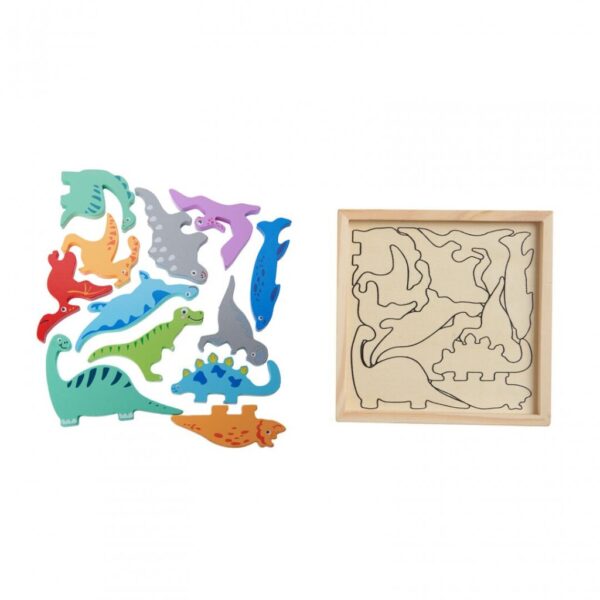 PUZZLE DIN LEMN CU DINOZAURI, 12 PIESE - MKT1078CGH2