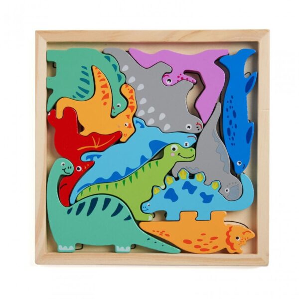 PUZZLE DIN LEMN CU DINOZAURI, 12 PIESE - MKT1078CGH2