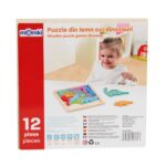 PUZZLE DIN LEMN CU DINOZAURI, 12 PIESE - MKT1078CGH2
