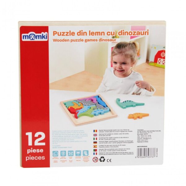 PUZZLE DIN LEMN CU DINOZAURI, 12 PIESE - MKT1078CGH2