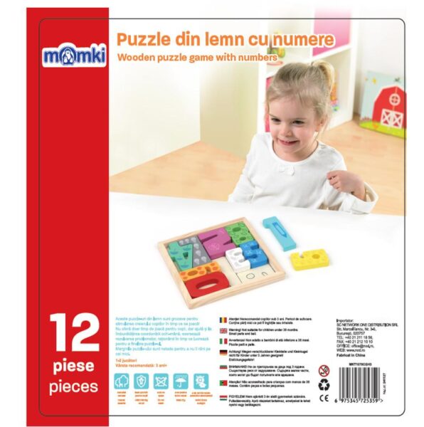 PUZZLE DIN LEMN CU NUMERE, 12 PIESE - MKT1078CGH3