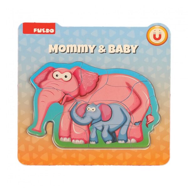 PUZZLE MAMA SI COPILUL, ELEFANT, 8 PIESE - PUEDOB22072