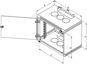 Rack de perete Triton sectiune simpla 18U 600mm adancime - RBA-18-AS6-CAX-A6