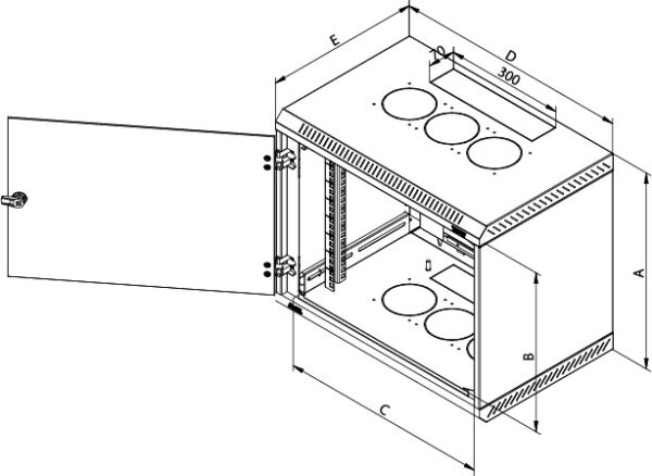 Rack de perete Triton sectiune simpla 18U 600mm adancime - RBA-18-AS6-CAX-A6