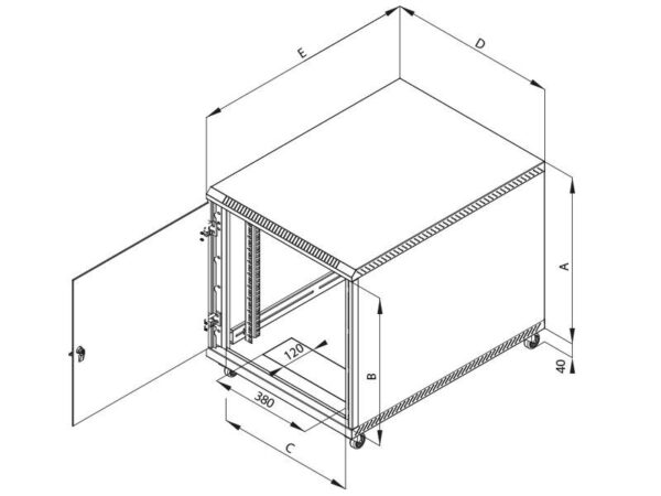 Rack de podea 19" Triton 12U 600x1000mm usa fata - RCA-12-A61-CAX-A1