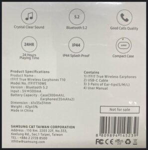 Samsung ITFIT True Wireless In-Ear Buds T10 White - ITFITT10WE