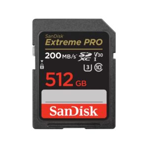 SanDisk Extreme PRO. Capacity: 512 GB, Flash card type: SDXC - SDSDXXD-512G-GN4IN