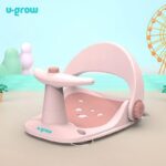 Scaun baie bebe cu ghidon, spatar reglabil, roz pal, U-Grow - UGSB-0097-PK