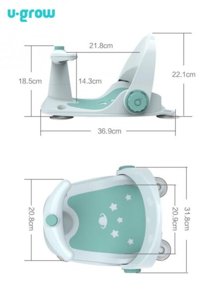 Scaun baie bebe cu ghidon, spatar reglabil, verde, U-Grow - UGSB-0097-BL