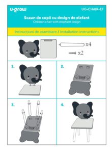 Scaun copii, MDF, design elefant, U-Grow - UG-CHAIR-EF - imagine 3