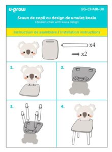 Scaun copii, MDF, design ursulet koala, U-Grow - UG-CHAIR-UK - imagine 3