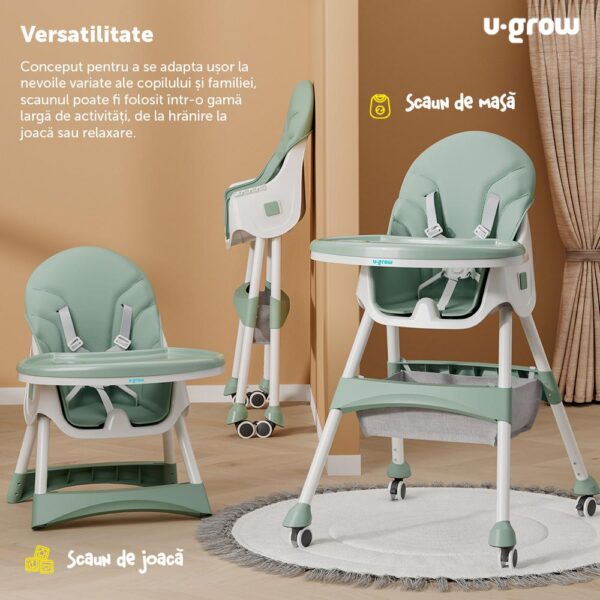 Scaun de masa 2 in 1, pliabil, verde, U-Grow - UG-502-GRN