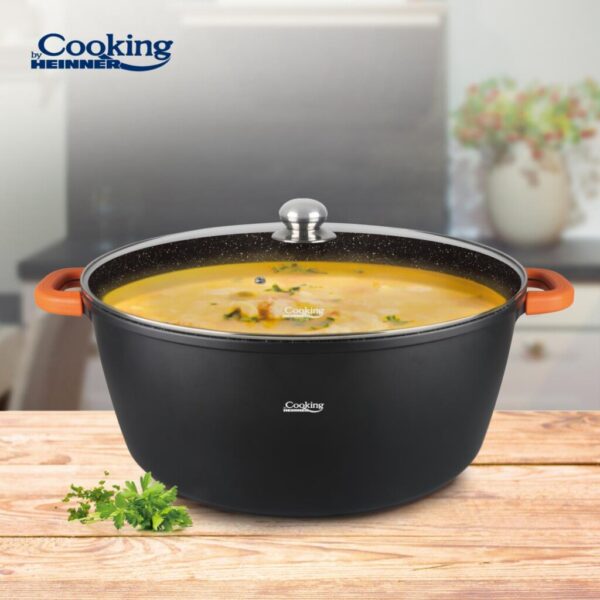 SEMIOALA ALUMINIU+CAPAC 44X19 CM, 23L, DARK LINE, COOKING BY HEINNER - HR-SCO-A0344A