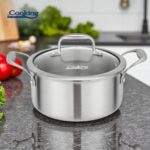 SEMIOALA INOX+CAPAC STICLA 20x10CM, 2.8L, ATOMIC3, COOKING BY HEINNER - HR-MRK-3A20 - imagine 5
