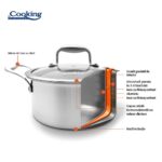 SEMIOALA INOX+CAPAC STICLA 20x10CM, 2.8L, ATOMIC3, COOKING BY HEINNER - HR-MRK-3A20 - imagine 7