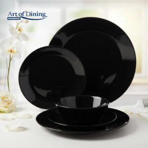 SERVICIU MASA DIN OPAL NEGRU 18 PIESE, CATANIA, ART OF DINING - HR-AHL-18CN