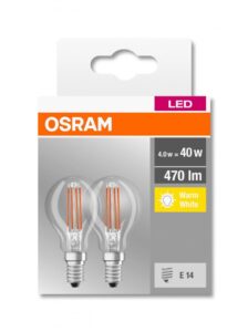 Set 2 becuri Led Osram, E14, 4W, 470 lumeni, lumina calda (2700K) - 000004058075803954