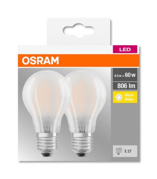 Set 2 becuri Led Osram, E27, 7W, 806 lumeni, lumina calda (2700K) - 000004052899972100