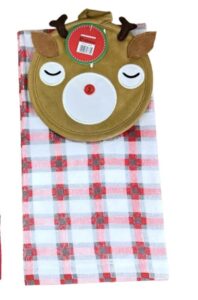 Set 2 piese bucatarie: suport vase, prosop Deer - HR-2SET-XDER