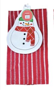 Set 2 piese bucatarie: suport vase, prosop Snowman - HR-2SET-XSNW