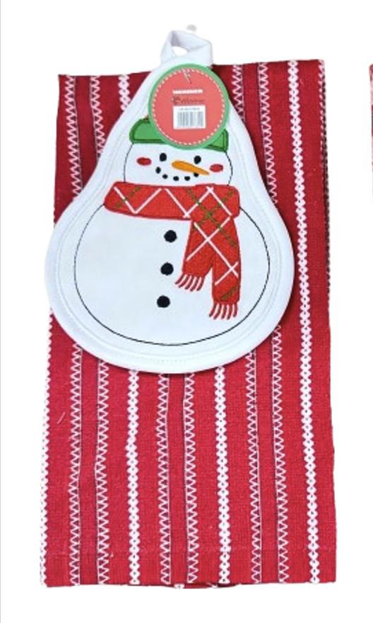 Set 2 piese bucatarie: suport vase, prosop Snowman - HR-2SET-XSNW Set 2 piese bucatarie: suport vase, prosop Snowman - HR-2SET-XSNW